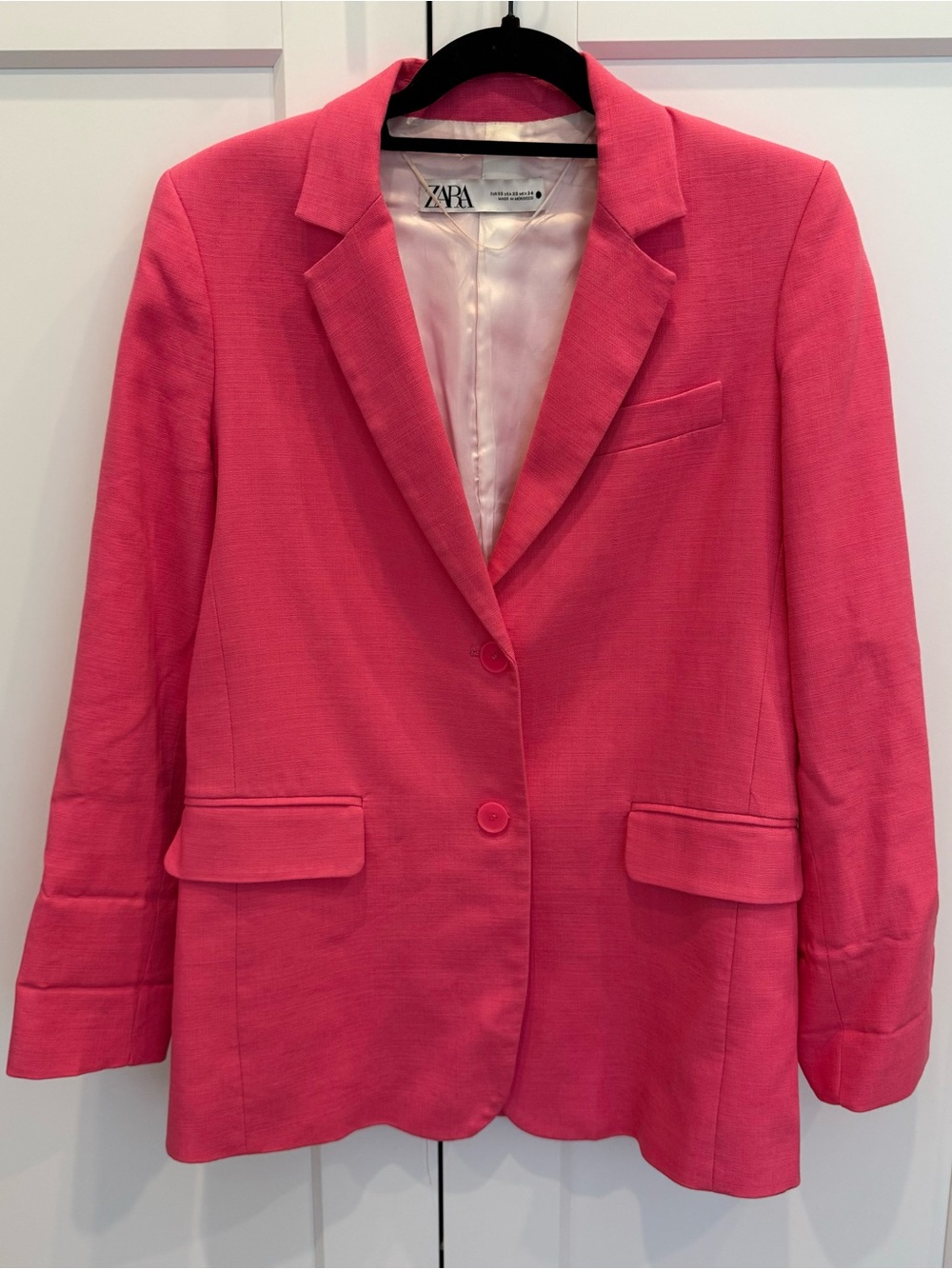 Zara Hot Pink Single-Breasted Women's Blazer